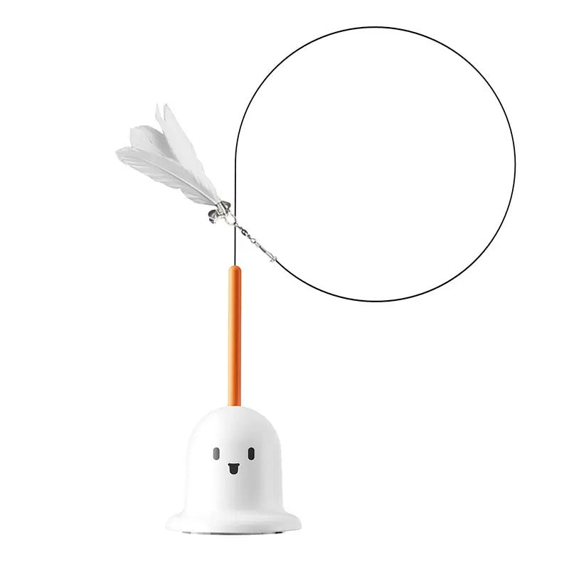 Cat Feather Toy, Steel Wire Cat Wand with Suction Cup & Bell for Indoor Cats
