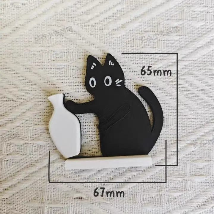 Multi-Functional Cat Fridge Magnet - Flower Vase & Pet Hair/Whisker Storage, Magnetic Display Decor