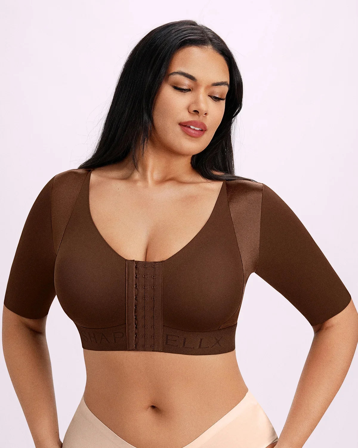 Bare Essentials™ Elbow Sleeve Back Smoothing Top