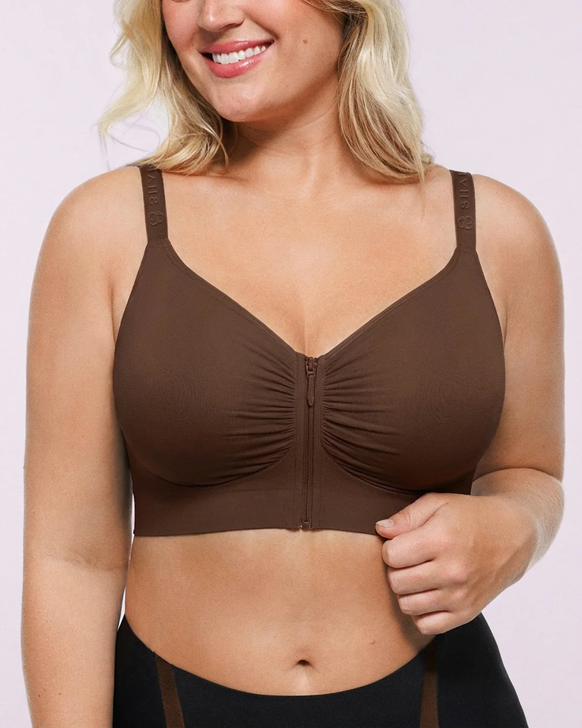 Bare Essentials™ Skin Flow Front-Zipper Wireless Bra