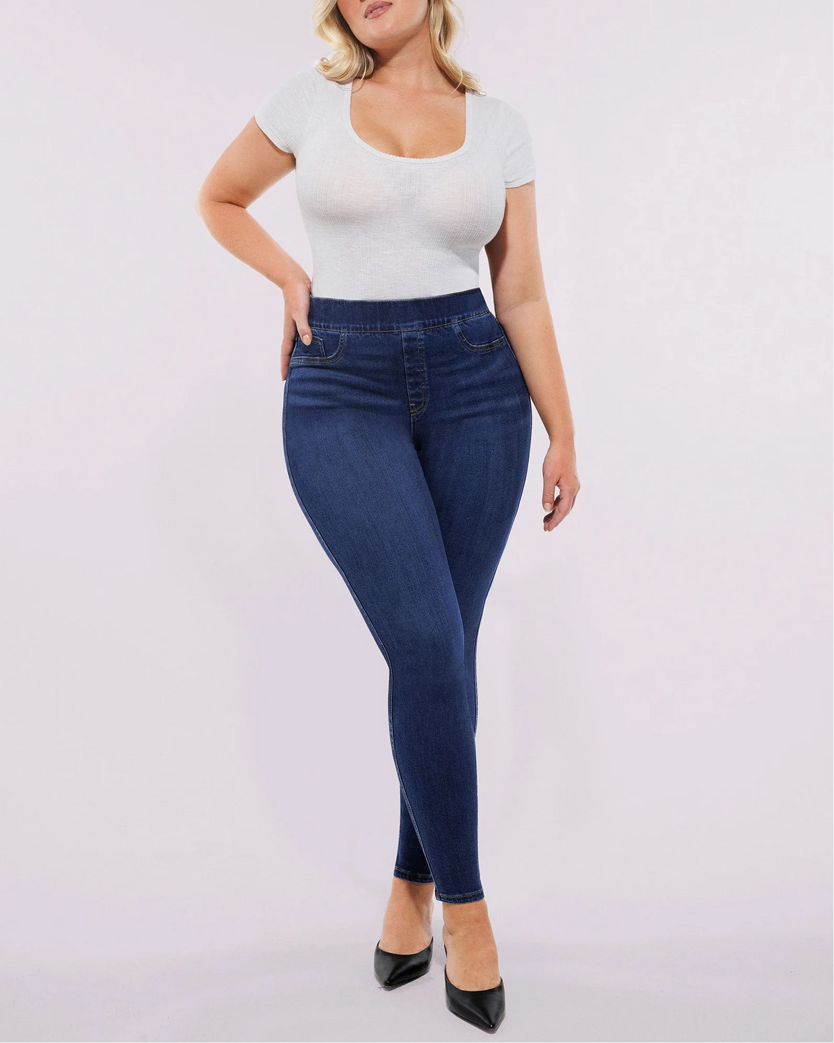 Tummy Control Corset Top + Hip Padded Skinny Jeans