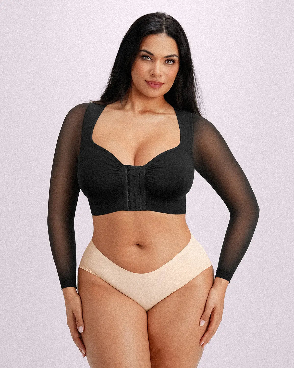 MistWeave™ Back Smoothing Front-Closure Long-Sleeve Top