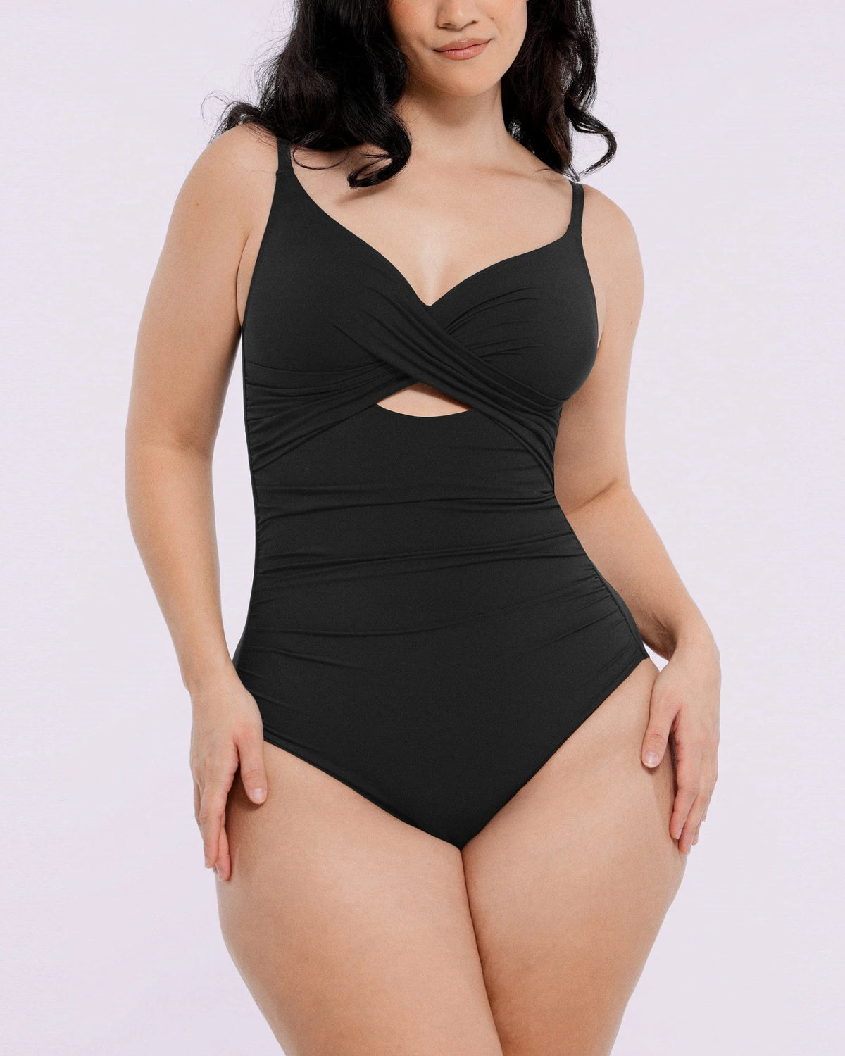Smart Sculpt™ Ribbed Cutout-Front Tummy Control Swimsuit