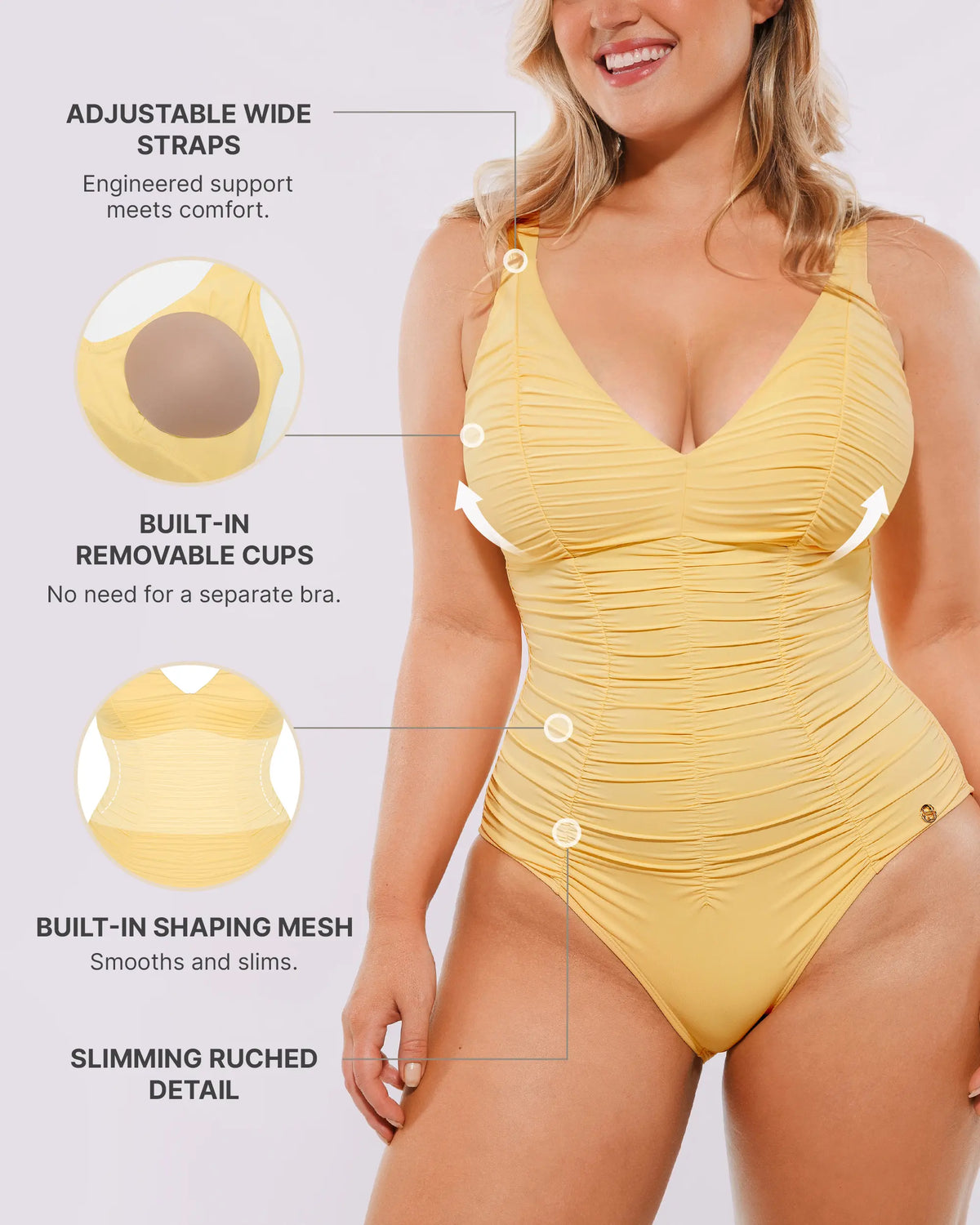 Smart Sculpt™ Ruched V-Neck Shaping Swimsuit