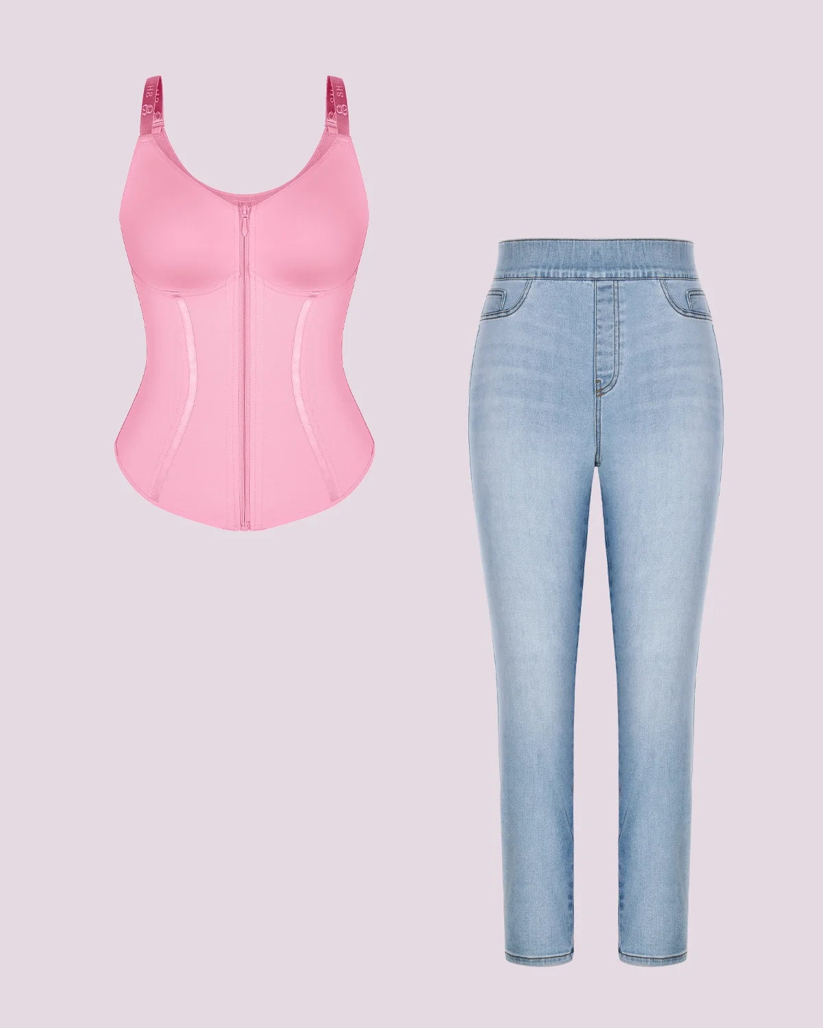 Tummy Control Corset Top + Hip Padded Skinny Jeans